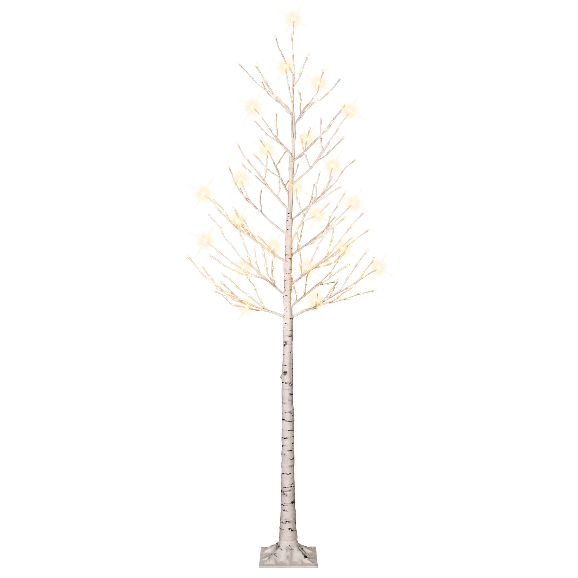 8ft. Pre-Lit White Artificial Twig Christmas Tree, Clear Lights